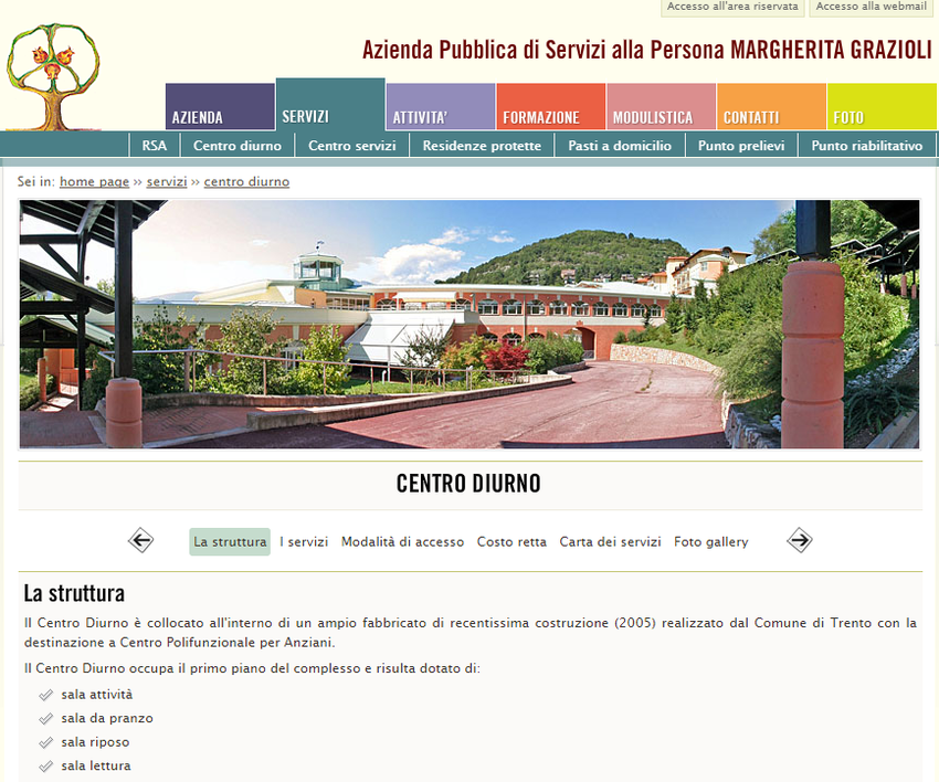 videata sulla home dell'Apsp