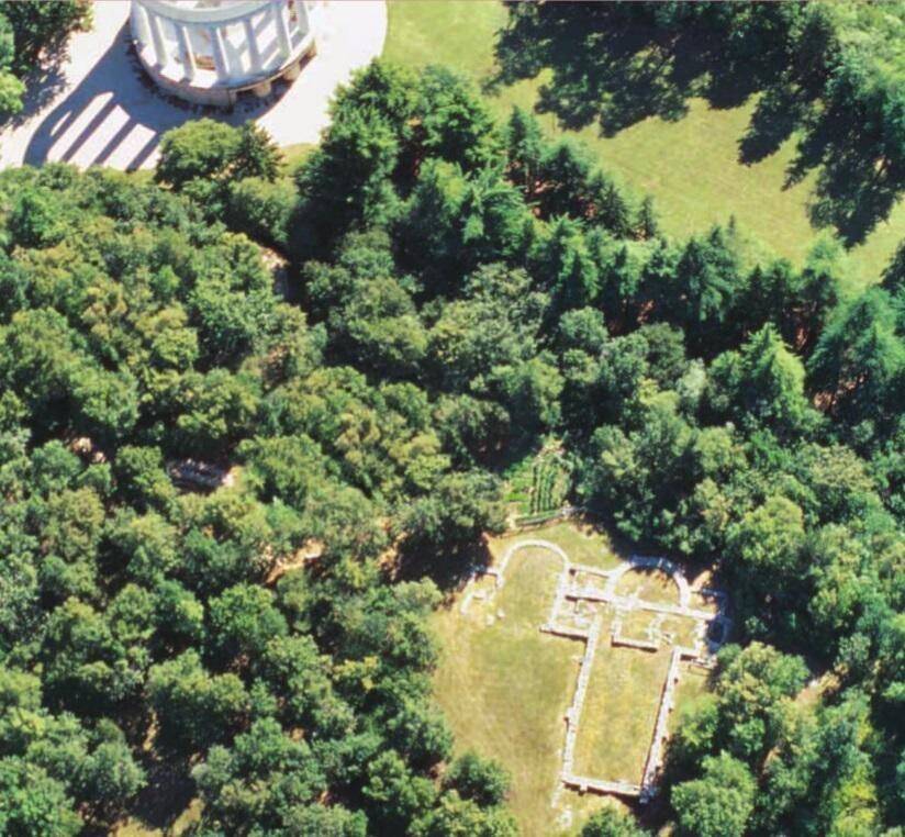 Aerial view of the Early Christian Church on the Doss Trento Aerial view of the Early Christian Church on the Doss Trento