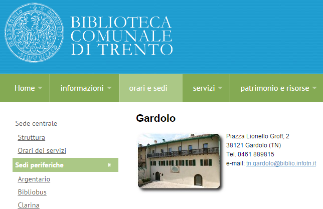 immagine del sito della Biblioteca comunale immagine del sito della Biblioteca comunale