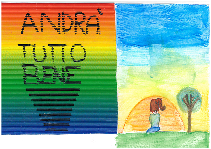Disegno arcobaleno - andrà tutto bene